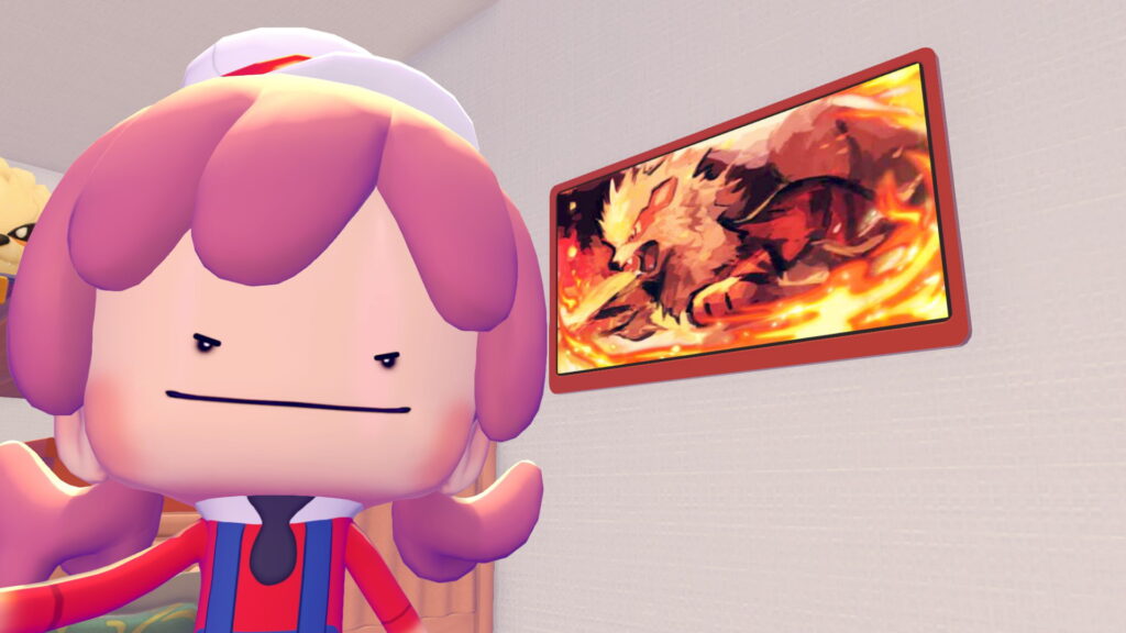 メタモンの姿でウインディの絵と撮影したゲーム内写真